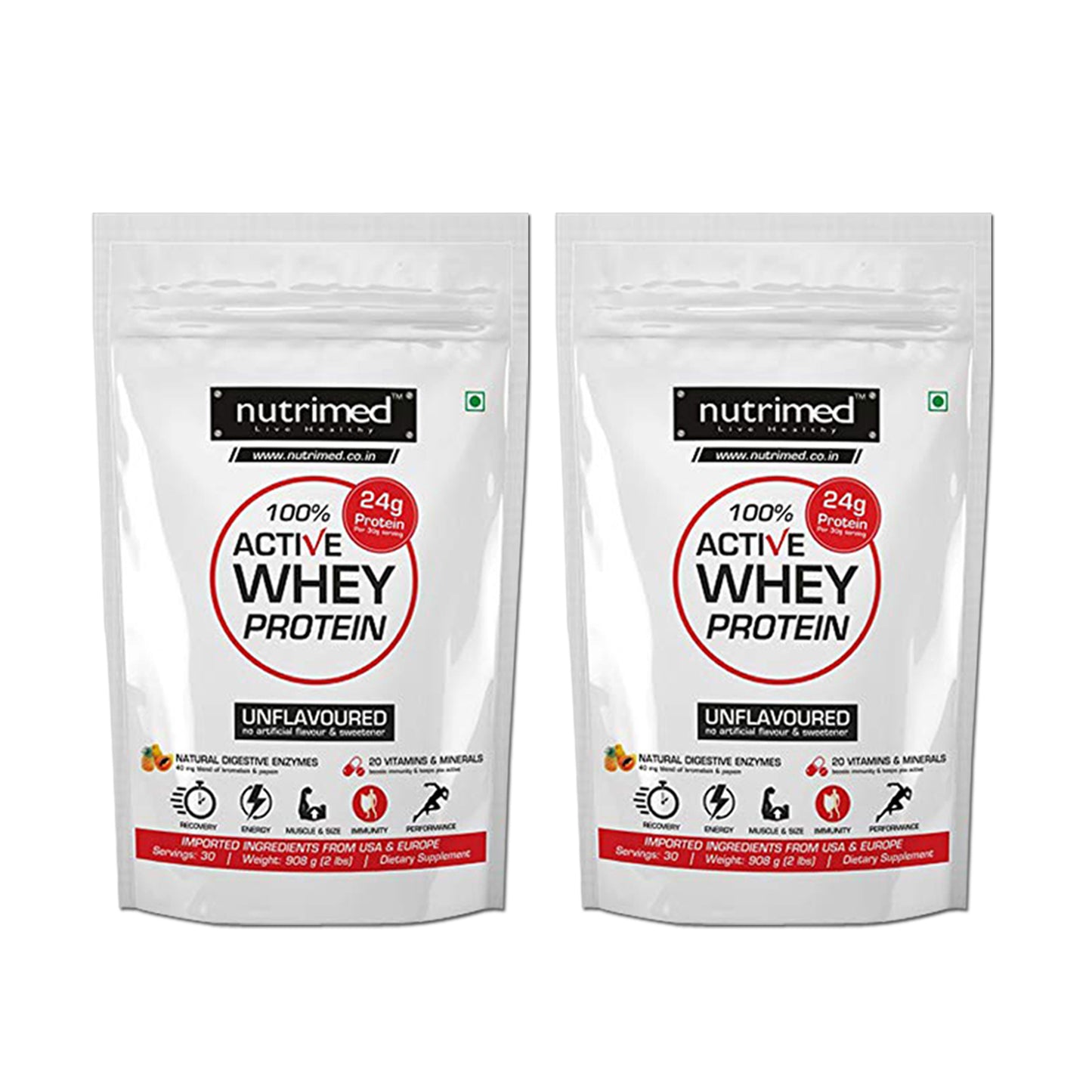 Nutrimed 100% Active Whey Protein - 2lbs + 2lbs - nutrimedmain