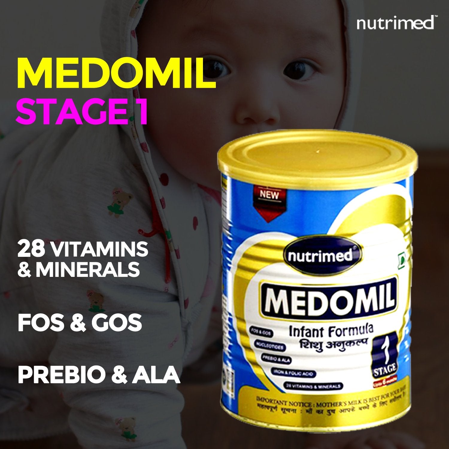 Medomil Stage 1 Infant Milk Formula (0-6 Months) - 200gms - nutrimedmain