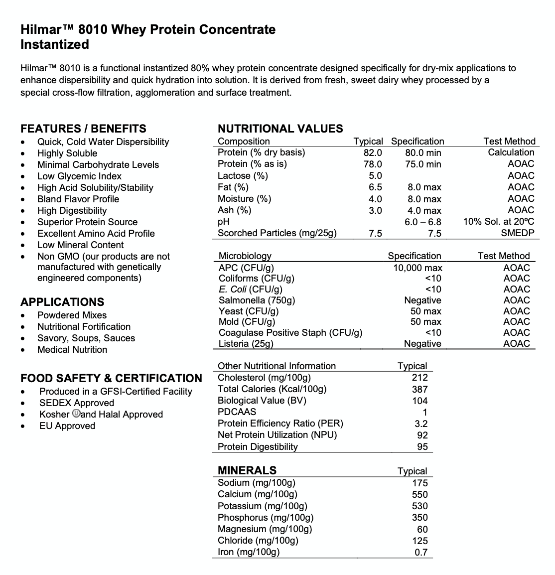 HILMAR Instantized Whey Protein Concentrate 80%