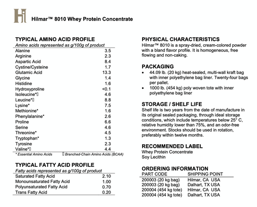 HILMAR Instantized Whey Protein Concentrate 80%