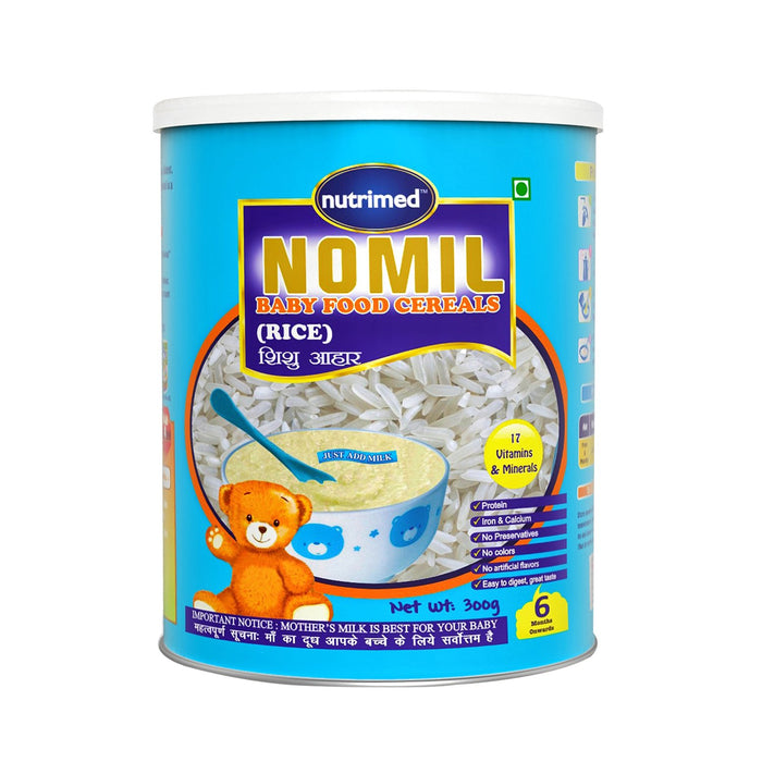 Nomil Baby Cereal - Rice (2 tins of 300 gms each) - nutrimedmain